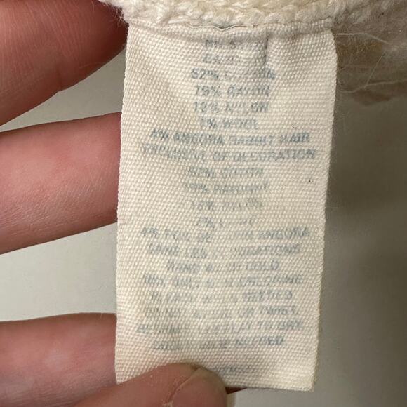 XS Y2K VTG American Eagle Ivory Ribbed Deep V-Neck Hoodie Sweater Elena Gilbert - Picture 7 of 7